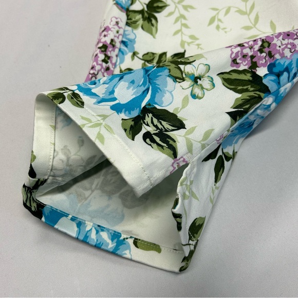 St. Johns Bay Floral Crop Pants Size 14 Cotton Stretch Straight Fairy Bloomcore - Picture 6 of 13